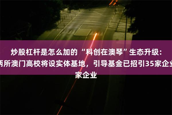 炒股杠杆是怎么加的 “科创在澳琴”生态升级：两所澳门高校将设实体基地，引导基金已招引35家企业