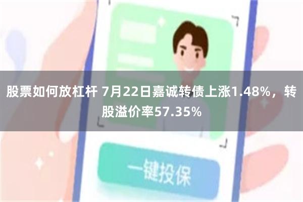 股票如何放杠杆 7月22日嘉诚转债上涨1.48%，转股溢价率57.35%